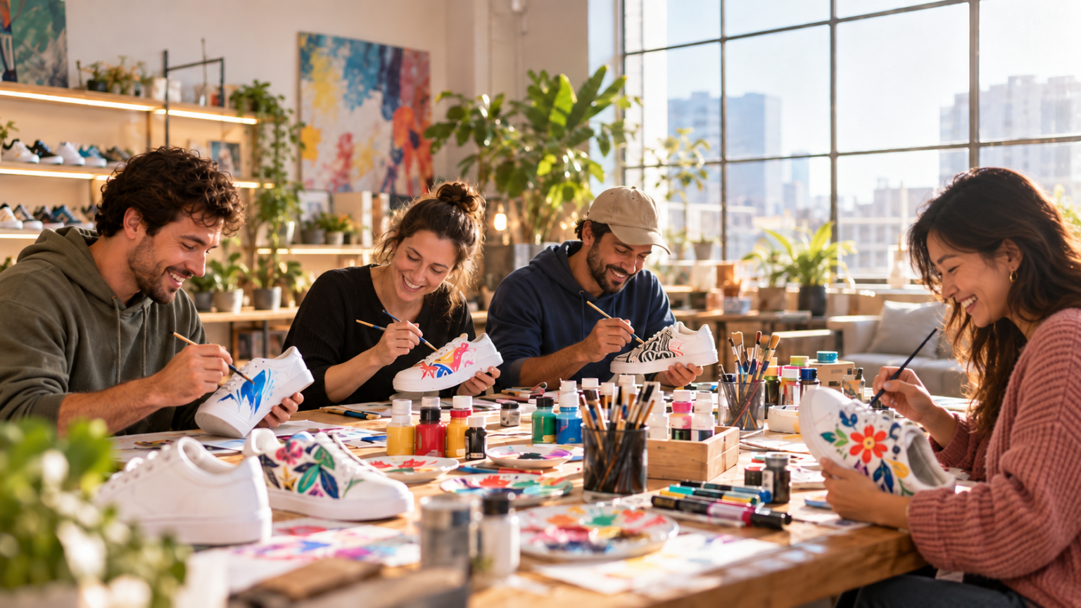 atelier créatif de personnalisation de baskets